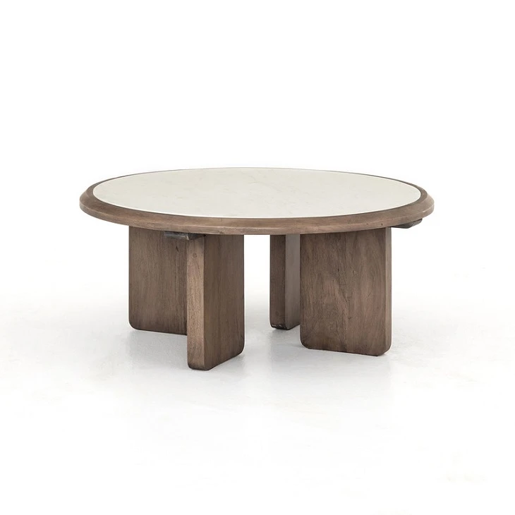Faux White Marble Round Coffee Table